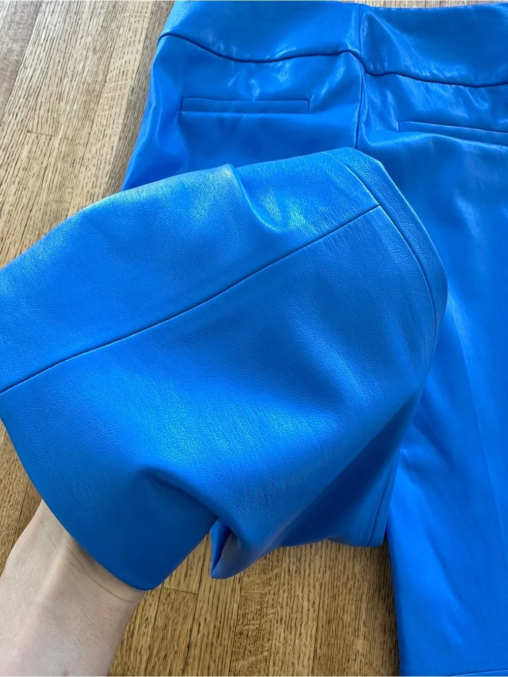 Alice + Olivia Electric Cobalt Blue Faux Leather Bootcut Pants - Picture 8 of 14